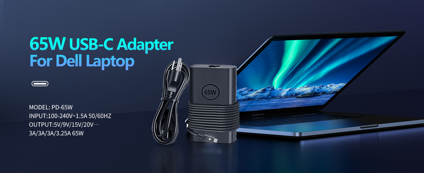 65W USB-C Adapter For Dell Laptop