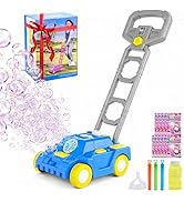 Bttyu Bubble Lawn Mower for Toddlers,Outdoor Bubble Machine with Push &amp; Pretend Play,Plug in or B...