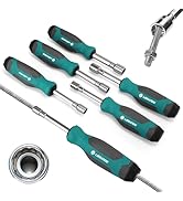 LIBRATON Full-Hollow Nut Driver Set SAE, 12-Point Magnetic Nut Drivers, Hollow Shaft for Long Bol...