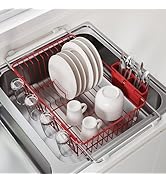 JASIWAY Dish Drying Rack in Sink, Red Dish Dryer Racks Over Sink, Dishes Drainers for Kitchen Sin...