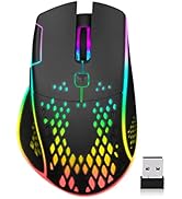 VEGCOO Wireless Gaming Mouse, C30 Silent Click Wireless Rechargeable Gaming Mouse with Double-Cli...