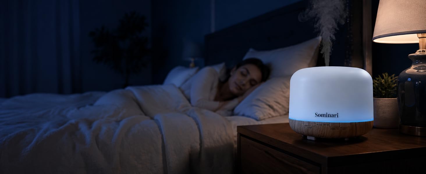 Sominari essential oil diffuser for deep sleep and quiet bedroom nightly wellness ritual