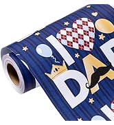 MAYPLUSS Fathers Day Wrapping Paper Roll, 17 inches X 16.5 Feet Happy Fathers Day Wrapping Paper ...