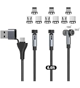 NetDot Magnetic Charging Cable,6in1 Gen12 (6.6ft/3 Pack Black) 18W Fast Charging Magnetic Phone C...