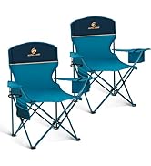 LET'S CAMP Camping Chair 2 Pack Folding Chair with 3-Can Cooler Bag Portable Lawn Chair with Cup ...