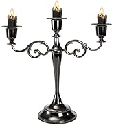 YOUEON 3 Arm Glossy Black Candelabra, Candelabra Candle Holder, 10 Inch Tall Candlesticks Holder,...