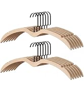 StorageWorks Wooden Hangers 12 Pack, Wood Coat Hanger with No Bump Shoulder, Short Neck Space Sav...