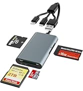 Memory Stick Pro Duo Adapter - 4-in-1 Metal Multi Card Reader with Triple Lightning/USB-C/USB-A