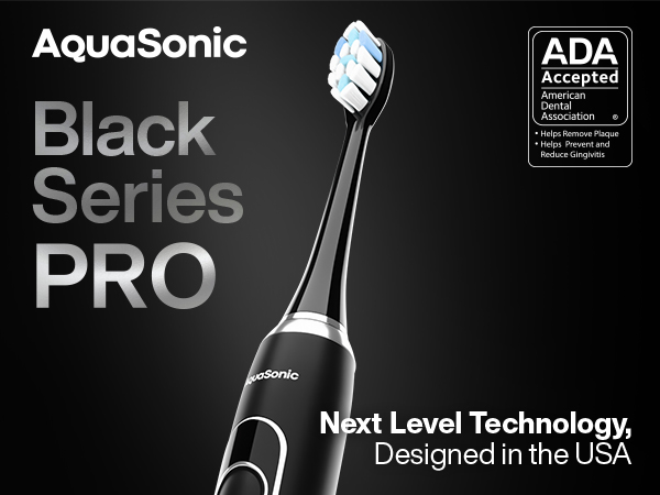 AquaSonic Black Series Electric Toothbrush with different cleaning modes, safe for sensitive teeth