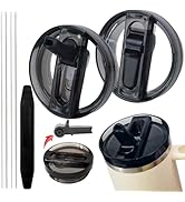 2 Pack 40 oz Tumbler Detachable Flip Straw Lid Replacement Fit for Stanley Quencher ProTour,Leak ...