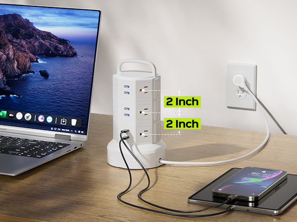 super wide outlets power strip with usb ports