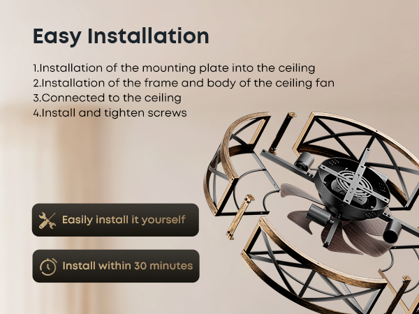 Caged Ceiling Fan with Light and Remote