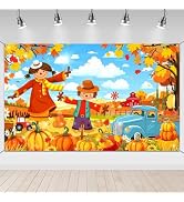 Mocsicka Happy Fall Decorations Banner Pumpkin Harvest Backdrop 6x3.6ft | Happy Fall Y'all Party ...