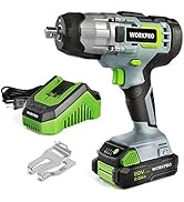 WORKPRO 20V Cordless Impact Wrench, 1/2-inch, 320 Ft Pounds Max Torque, 2.0Ah Li-ion Battery with...