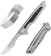 ITOKEY Titanium Folding Scalpel, Slim Razor Knife with Frame Lock, 10pcs #24 Replaceable Carbon S...