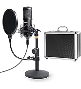 USB Streaming Podcast PC Microphone with Aluminum Storage Case,SUDOTACK Professional 192kHz/24Bit...