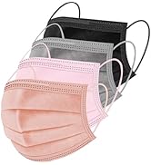 ZIYE 100/500 Pcs Disposable Face Masks, Breathable Mask 3 Layer with Nose Clip Elastic Earloop(Mu...