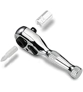 DURATECH 1/4-Inch Stubby Ratchet Wrench, Socket&amp;Bit Driver, 72-Tooth | Chrome Alloy Made, Chrome ...