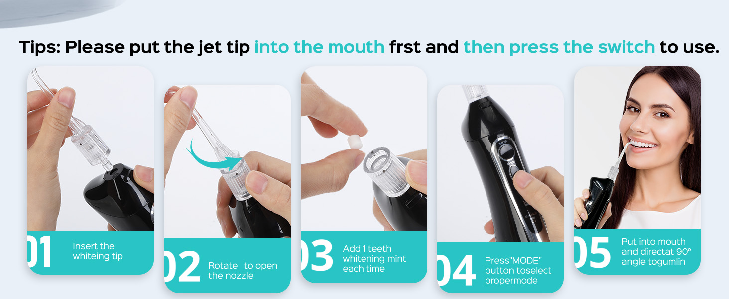COSLUS Whitening Water Flosser Pick Portable Oral Irrigador Cordless Whitening Flossers for Teeth