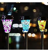 GIGALUMI Solar Garden Lights Outdoor, Halloween/Christmas Decorations Outdoor, Mosaic LED Solar Y...