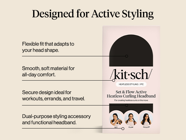 Kitsch Set &amp;amp; Flow Active Heatless Curling Headband For Women