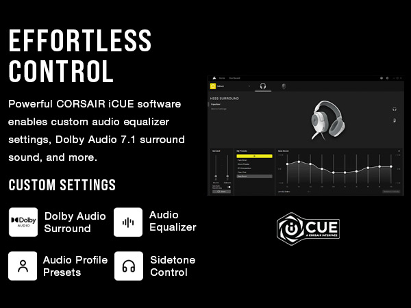 icue, Audio Equalizer, wired headset, gaming headset, gaming headphone