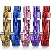 etguuds Color USB C to USB C Cable [3ft, 5-Pack], 60W Fast Charging Type C to Type C Charger Cabl...
