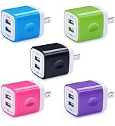 5Pack USB Charger Block Wall Plug Dual Port 2.1A USB Phone Charger Adapter Fast Charging Box for ...