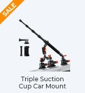 K&amp;F CONCEPT Triple Suction Cup Car Mount for Camera, Heavy Duty 3-in-1 Kit with 15° Curved Surfac...