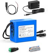 12V Rechargeable Lithium ion Battery 2600mAh with Charger, Bare Leads, 12v Battery Pack DC5521 Po...