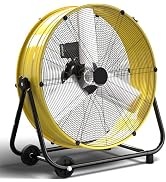 40 Inch Industrial Drum Fan, 24800 CFM High Velocity Floor Fan, Heavy Duty, 3-Speed, 360° Fully A...