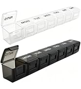 2 Pack Weekly Pill Organizer, Large 7 Day Pill Case, Daily Vitamin Case Medicine Box, AM/PM Pill ...