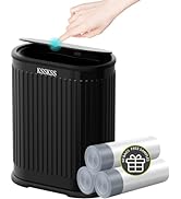 KSSKSS 1.8 Gallons Small Stainless Steel Trash Can with Press Type Lid, Slim Bathroom Garbage Bin...