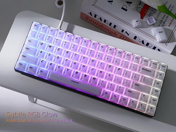 Jelly Keycaps White, Keycap Set CSA Profile, Frosting Custom Keycaps for Mechanical Keyboards