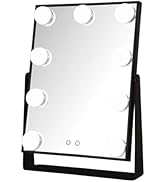 JERDON Lighted Vanity Makeup Mirror with Large Dimmable Bulbs and 3-Color Lighting - Model JHW100B