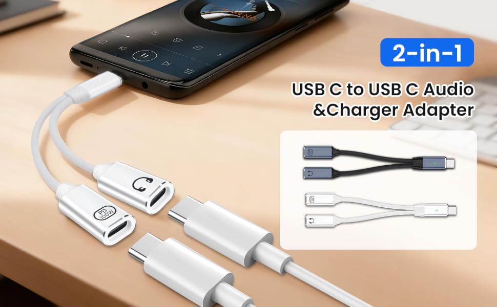 USB C to USB C Audio&amp;amp;Charger Adapter