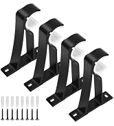 TOKPLNU Curtain Rod Bracket, 4 Pack Heavy Duty Rods Holders Black Curtain Rod Hooks Brackets for ...