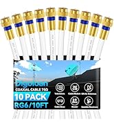 Digoloan Coaxial Cable 10ft 10Pack, RG6 Coax Cable Cord Extender with Gold F-Type Connector, High...