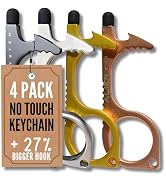 Touchless Door Opener Tool 4-Pack for No-Contact Use with Ultra-Light Titanium Keychain Clips 2-P...