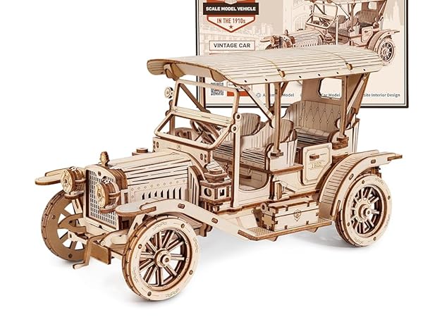 3D Wooden Puzzles for Adults, Steam Locomotive Model Cars Kits for Adults, 3D Wood Puzzle Adult, Val...