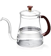 Unbreakable Gooseneck Kettle for Drip Coffee, 20oz/600ml Glass Coffee Kettle with Lid