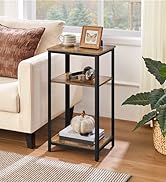 Yaheetech Large 3-Tier Tall End Table, 30 Inches High Side Table with Wooden Shelves &amp; Strong Met...
