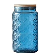 ANSQU 34oz Blue Glass Jar, Vintage Colored Mason Jar, Candy Jar/Sugar Container for Kitchen Pantr...