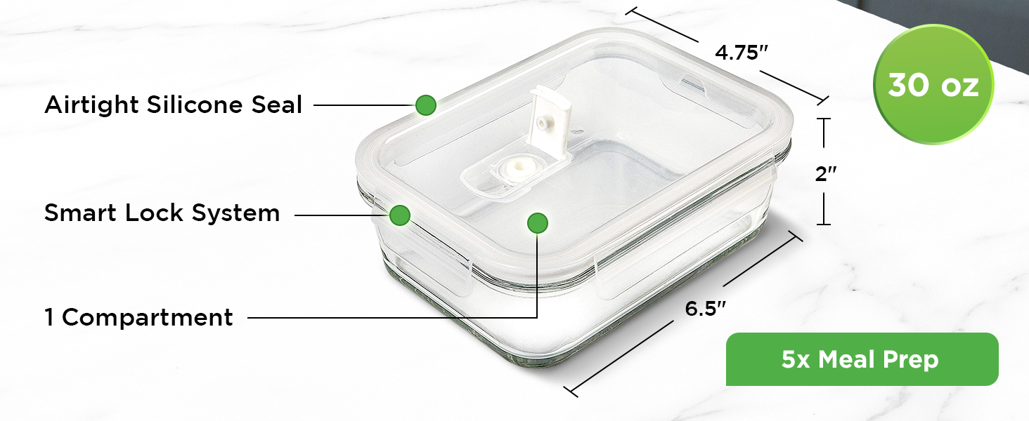 Features and dimensions of the glass containers