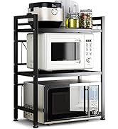 DOLALIKE Microwave Oven Rack, Expandable Microwave Stand Countertop Kitchen Utensils Tableware St...