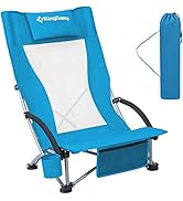 KingCamp Portable Folding Beach Chair with Carry Bag, High Back Beach Chairs for Adults, Chair fo...