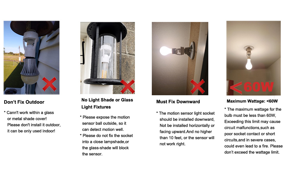 precautions for E27 motion sensor lamp holder
