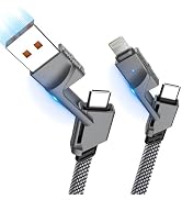 2Pack 4 in 1 USB C Cable for Lightning Cable 6FT, 60W [Fast Charging &amp; Data Sync] Flat Braided Mu...
