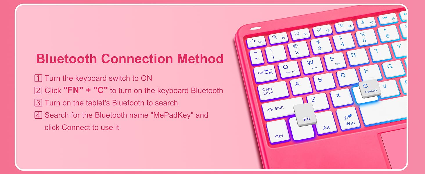 iPad 10.2/10.5 Rotating Keyboard Case - Red-6