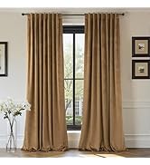 Velvet Curtains 84 Inch Length 2 Panels Set Gold Brown Light Blocking Thermal Insulated Room Dark...